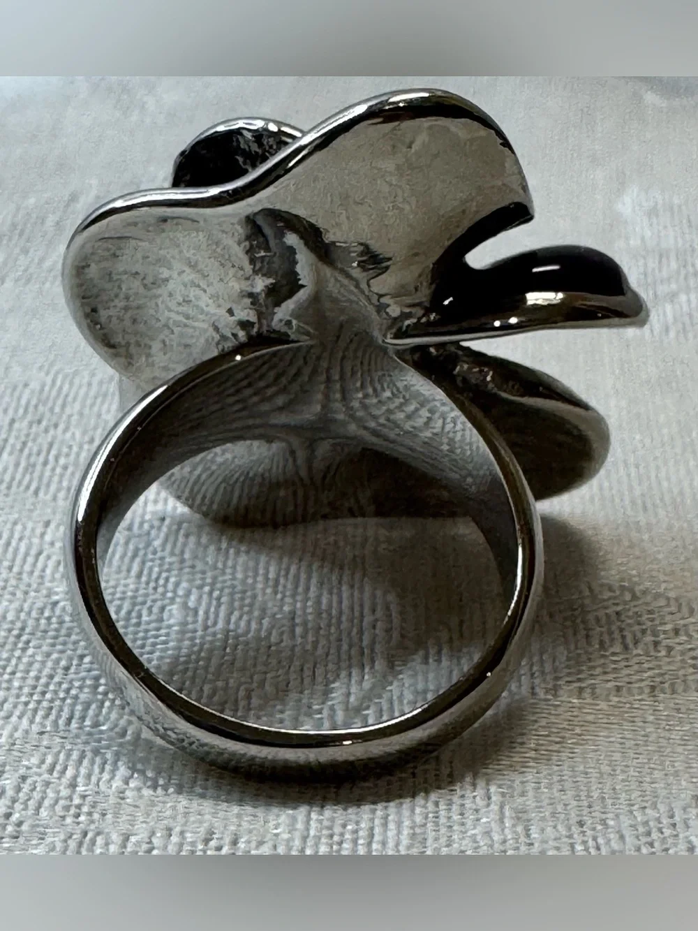 Purple Enamel Flower Statement Ring Size 8
